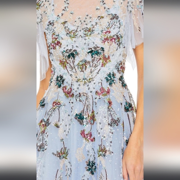 NWT! MAC DUGGAL, Flutter Sleeve Beaded Ball Gown, Periwinkle, Size 10 -MSRP $998 - Picture 4 of 10